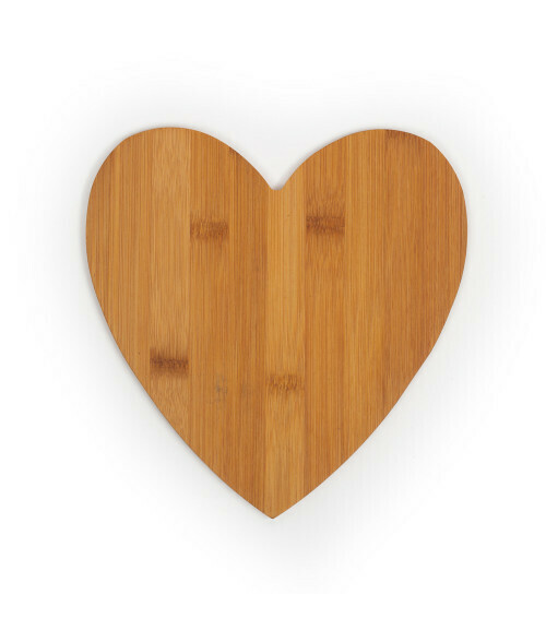 Circle Couple Heart Bamboo Cutting Board 8.5''x9''