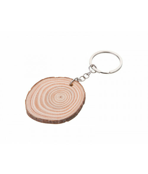 Raw Round Wood Keychain