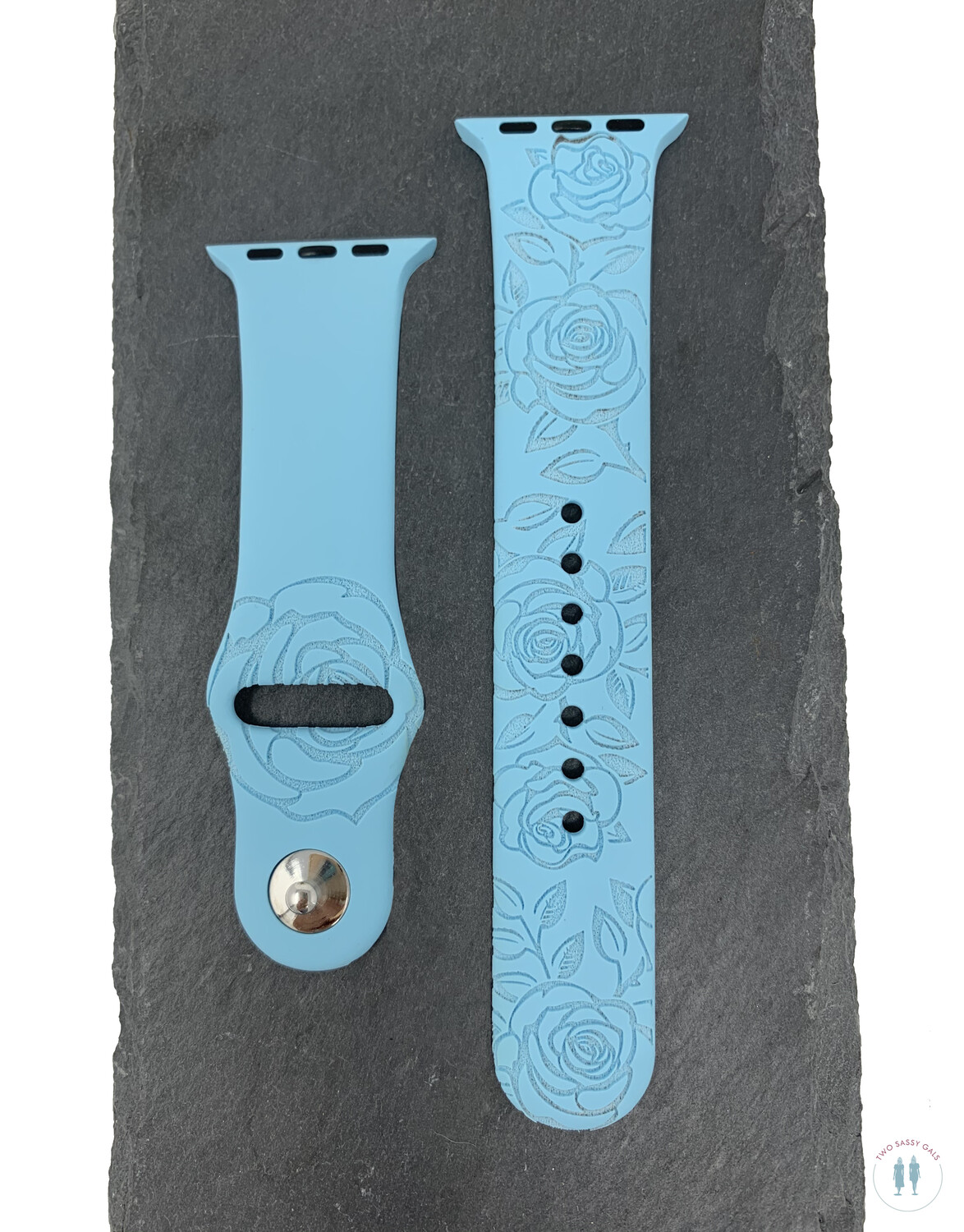 Engraved Watch Bands - Rose Design