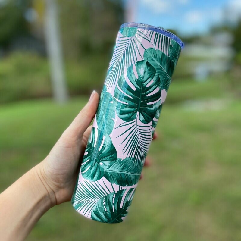 Tropical Print Metal Tumbler