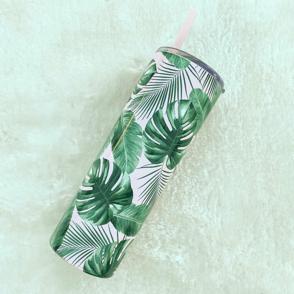 Tropical Print Metal Tumbler