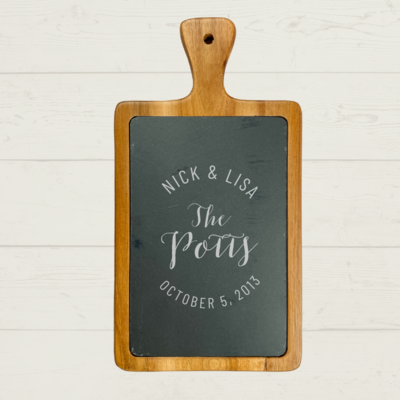 Circle Couple Slate Charcuterie Board 13'' x 7''