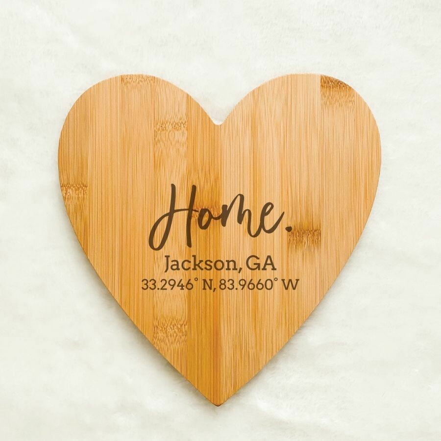 Home Coordinates Heart Bamboo Cutting Board 8.5''x9''