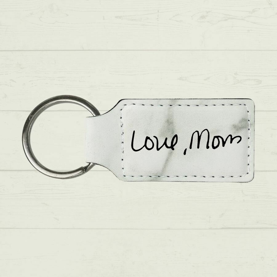 Memorial Handwriting Leatherette Keychain - Marble