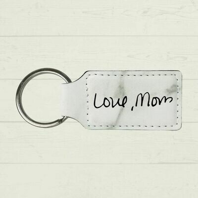 Memorial Handwriting Leatherette Keychain - Marble