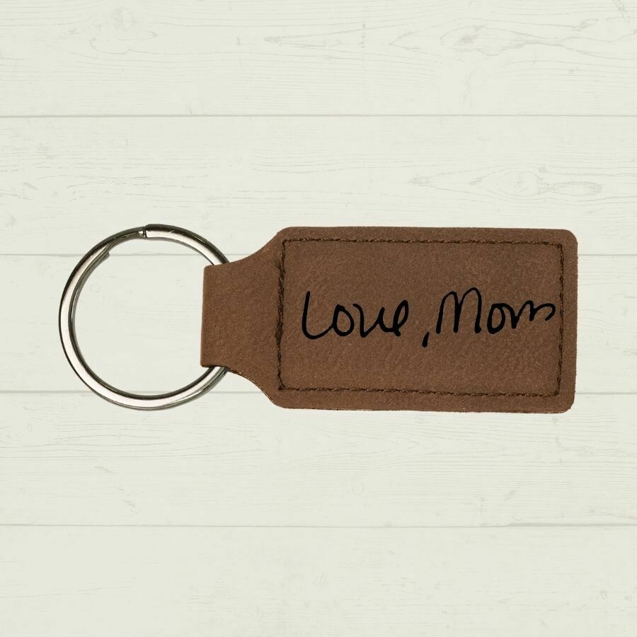 Memorial Handwriting Leatherette Keychain - Brown