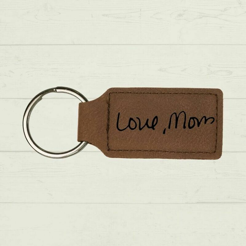 Memorial Handwriting Leatherette Keychain - Brown