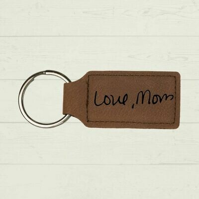 Memorial Handwriting Leatherette Keychain - Brown