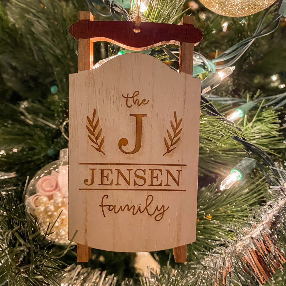 Sled Ornament, Ornament Color: White