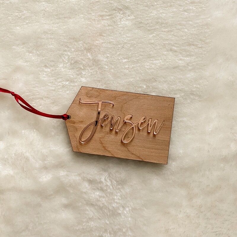 Wood and Acrylic Ornament/Stocking Tags