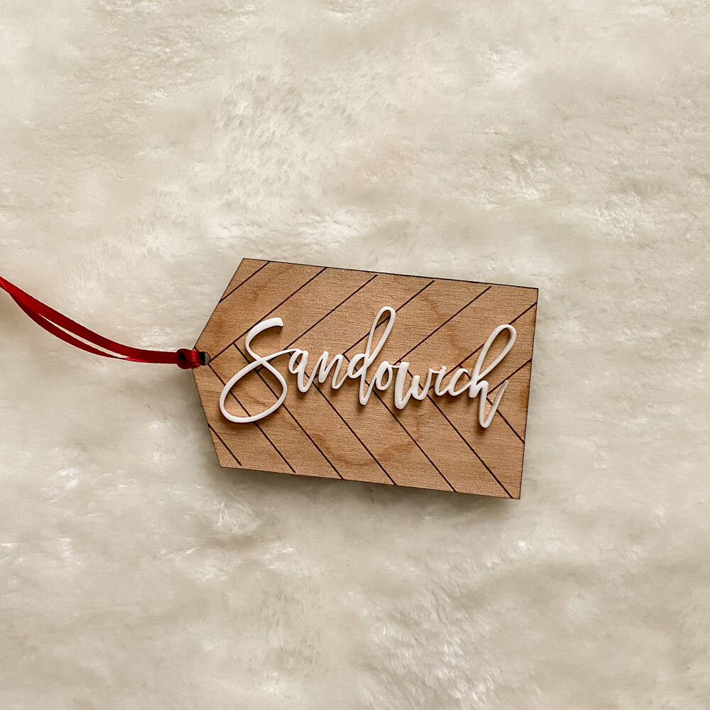 Wood and Acrylic Ornament/Stocking Tags, Acrylic Color: White