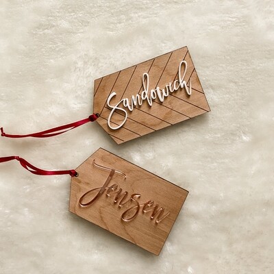 Wood and Acrylic Ornament/Stocking Tags