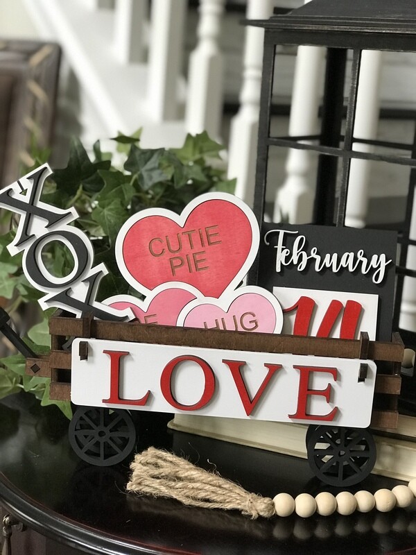 Happy Valentine's Day Love interchangeable Add-on's for Wagon Shelf Sitter