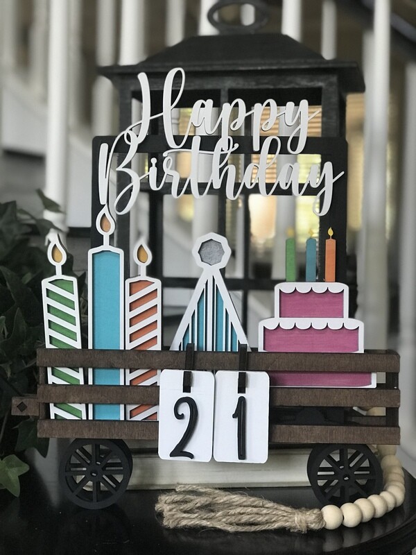 Happy Birthday interchangeable Add-on's for Wagon Shelf Sitter