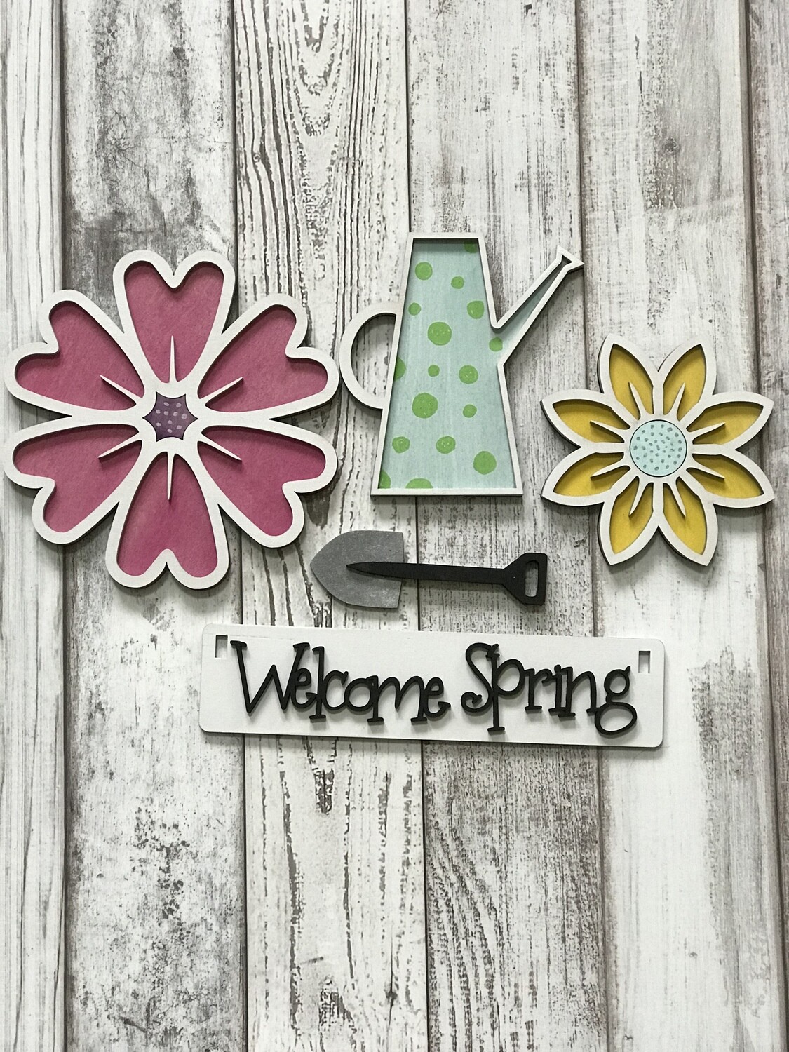 Welcome Spring interchangeable Add-on Sign for Wagon Shelf Sitter