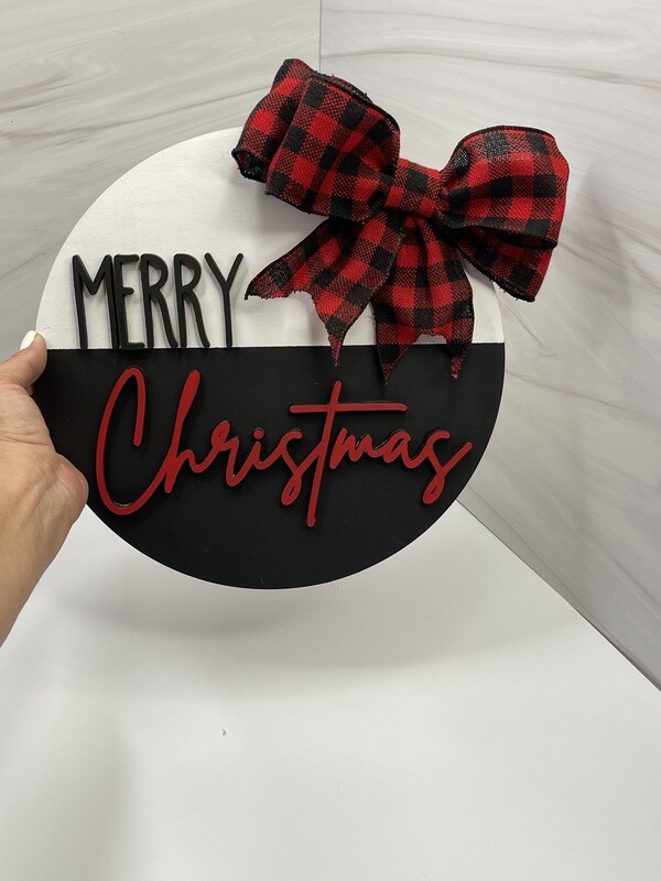 Merry Christmas Wood Sign Round