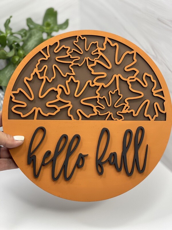 Hello Fall Wood Sign Rounds