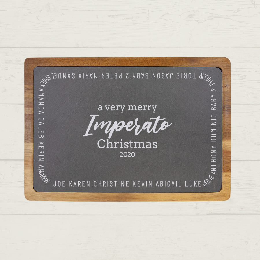 Family Christmas Slate Cutting Board 13'' x 9''