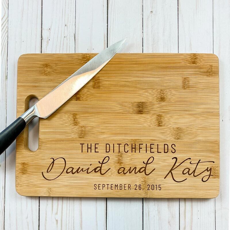 Engraved Couple Bamboo Cutting Board 13.5" X 9.75" X .43"