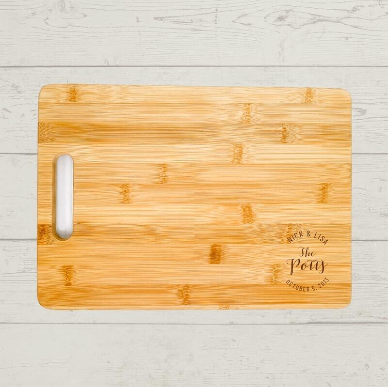 Circle Couple Bamboo Cutting Board 13.5" X 9.75" X .43"