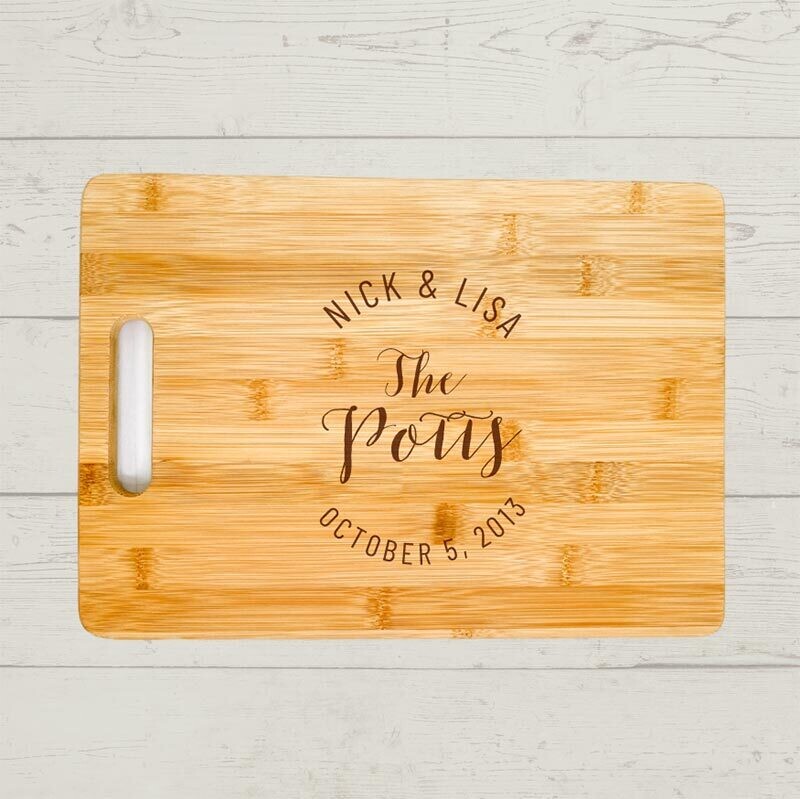 Circle Couple Bamboo Cutting Board 13.5" X 9.75" X .43"