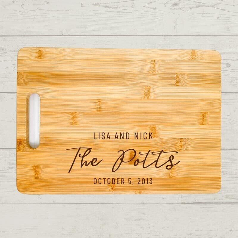 Engraved Couple Bamboo Cutting Board 13.5" X 9.75" X .43"