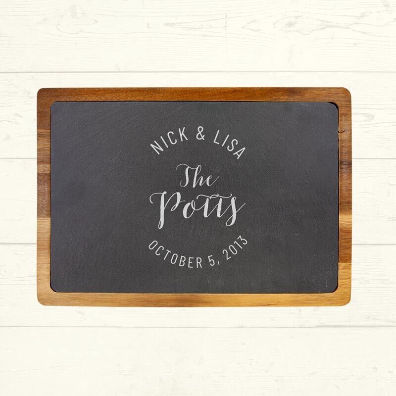 Circle Couple Slate Cutting Board 13'' x 9''