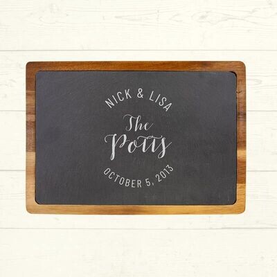 Circle Couple Slate Cutting Board 13'' x 9''
