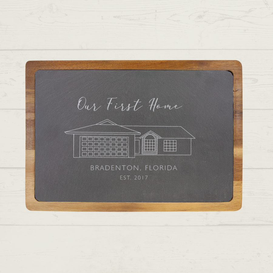 Custom Home Line Art Cutting Board 13'' x 9''