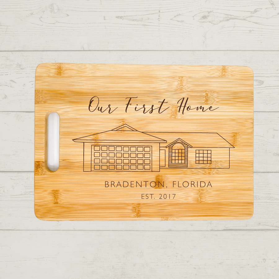 Home Illustration Bamboo Cutting Board 13.5" X 9.75" X .43"