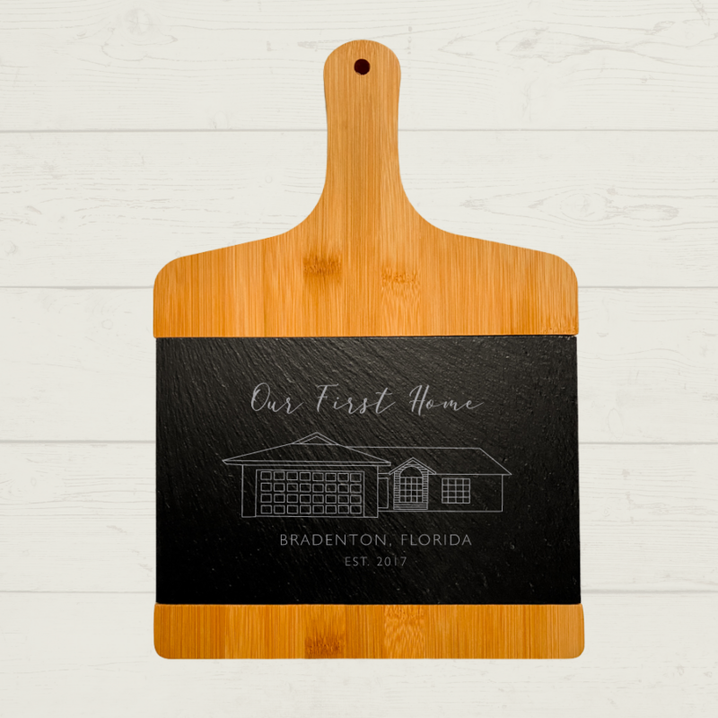 Home Illustration Slate and Bamboo Cutting Board 19.5" X 13.8"