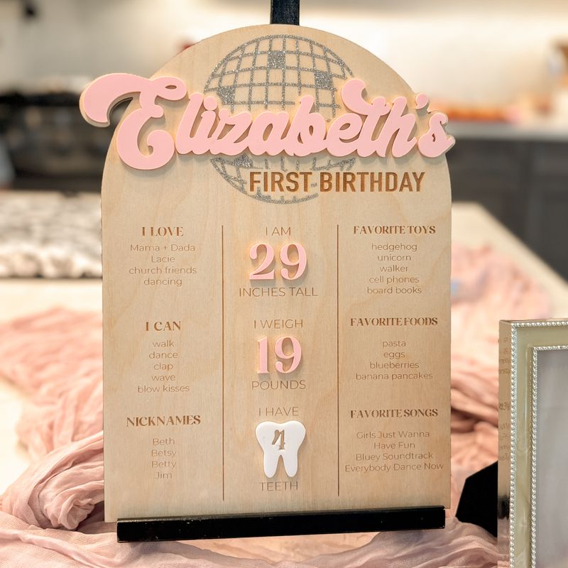 First Birthday Milestone Stats - Disco