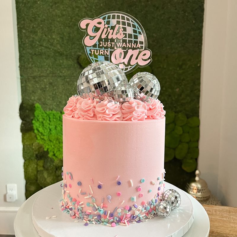 Girls Just Wanna Turn One Cake Topper