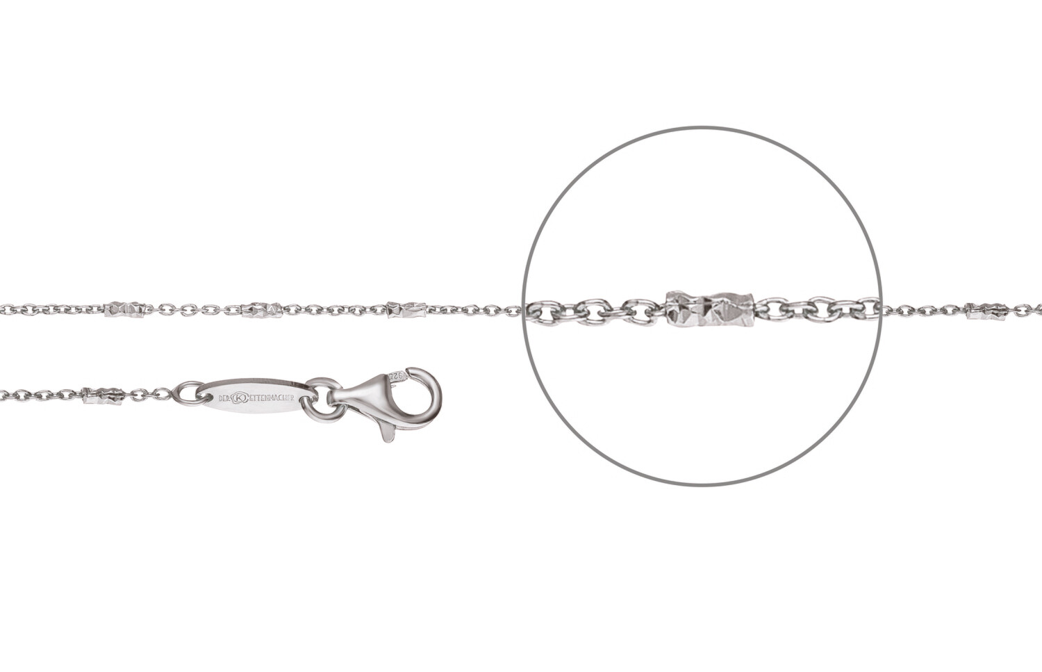 Ankerkette Ovaline diamantiert Silber 925 Ankerkette Ovaline diamantiert Silber 925