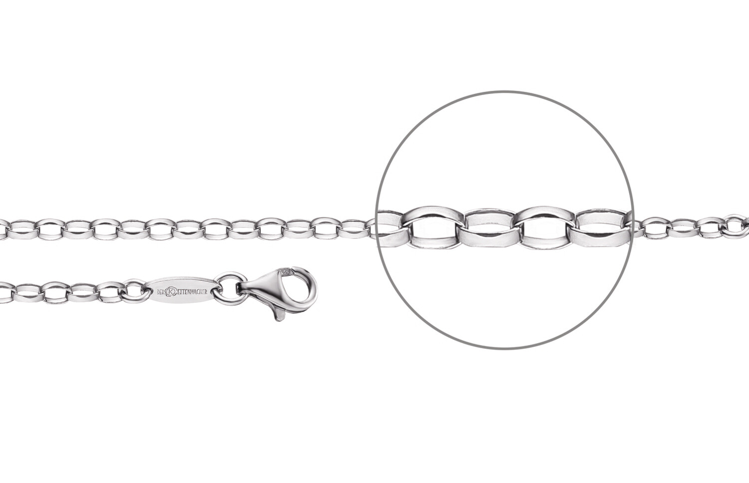 Ankerkette oval diamantiert Silber 925