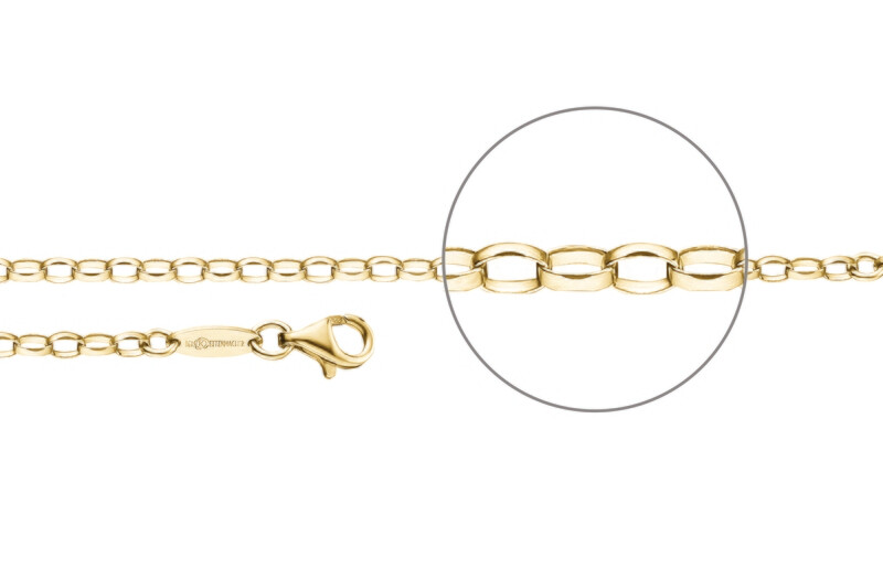 Ankerkette oval diamantiert vergoldet