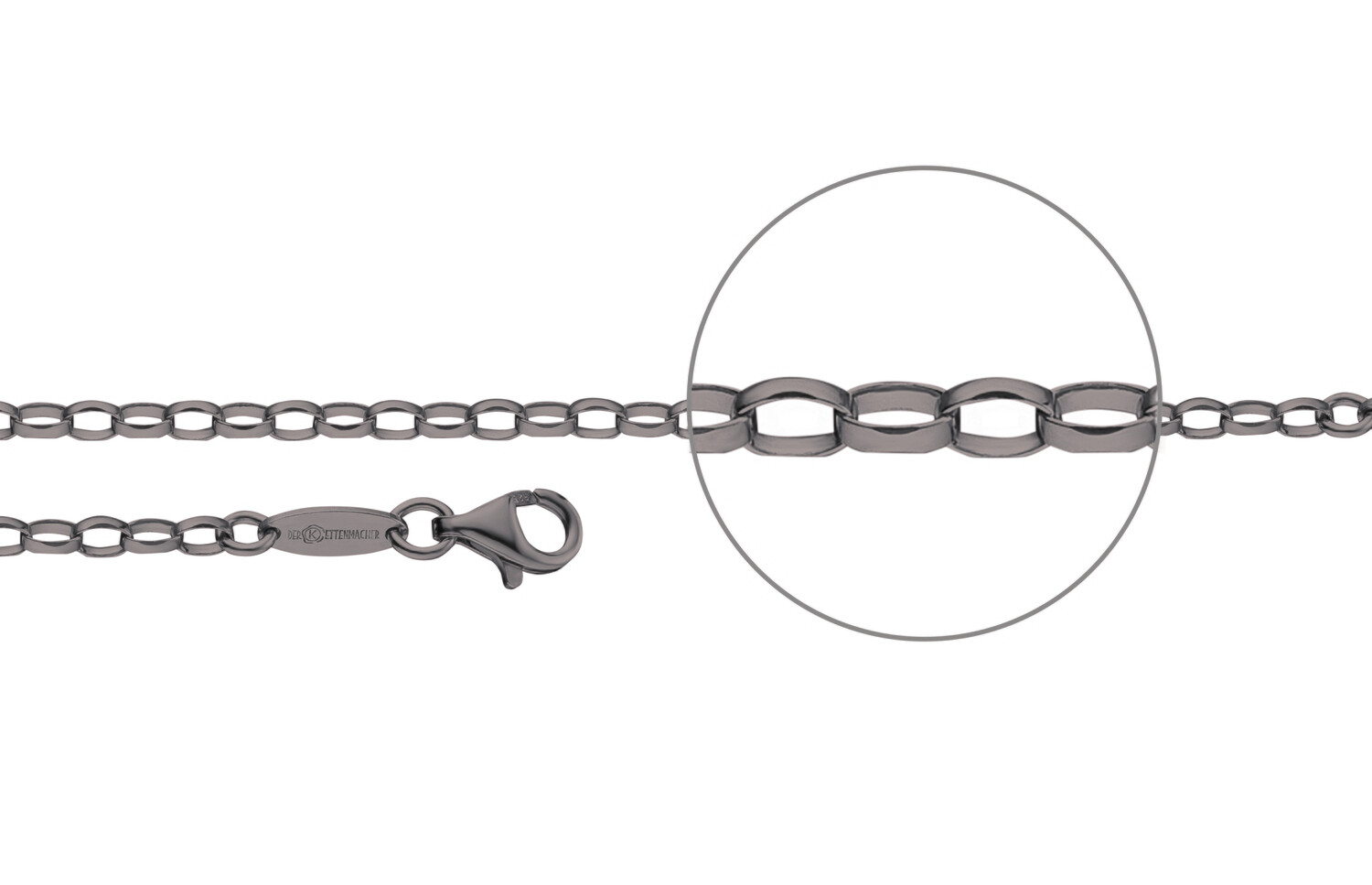 Ankerkette oval diamantiert geschwärzt