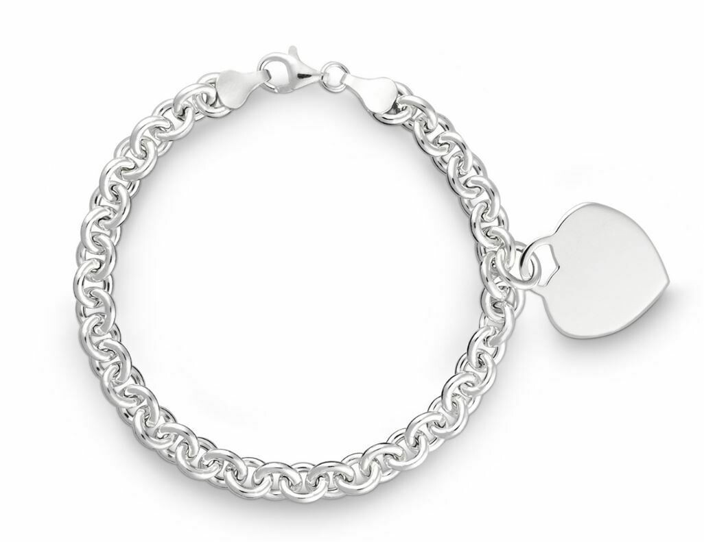 Armband Rundanker mit Herz Anhänger Silber 925 Armband Rundanker mit Herz Anhänger Silber 925