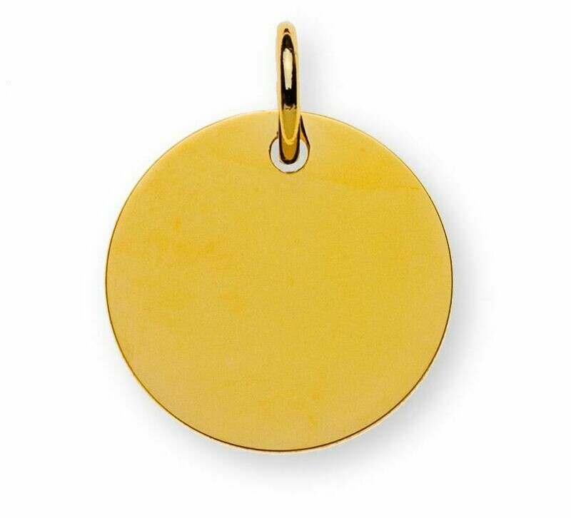 Anhänger Gravurplatte RUND Gelbgold 750