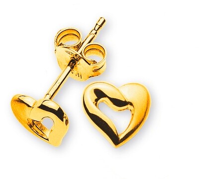 Kinder Ohrstecker HERZ Gelbgold 750