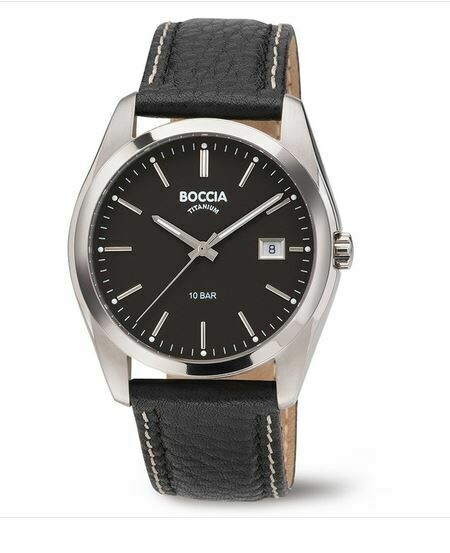Boccia Titanium Herrenuhr mit Lederband