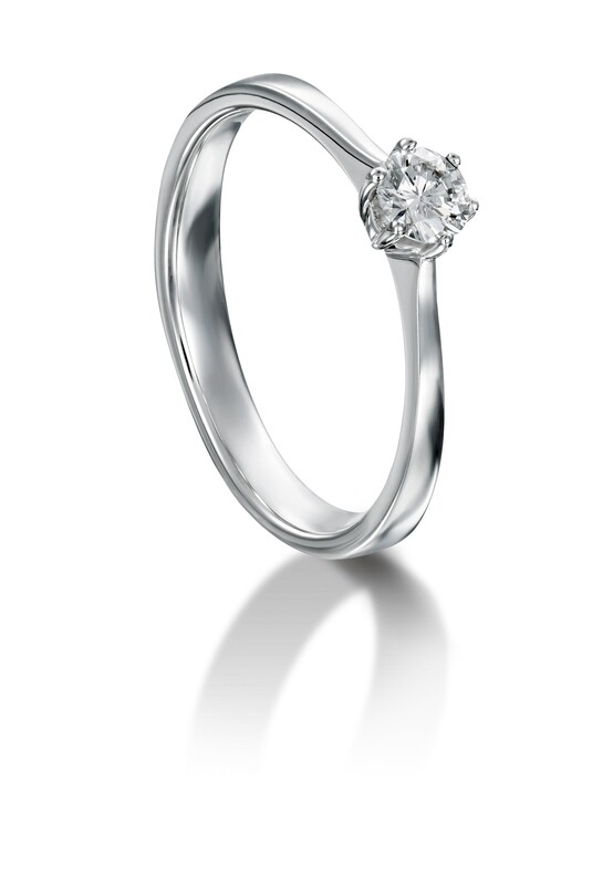Solitär Ring mit 1 Brillant Weissgold 750