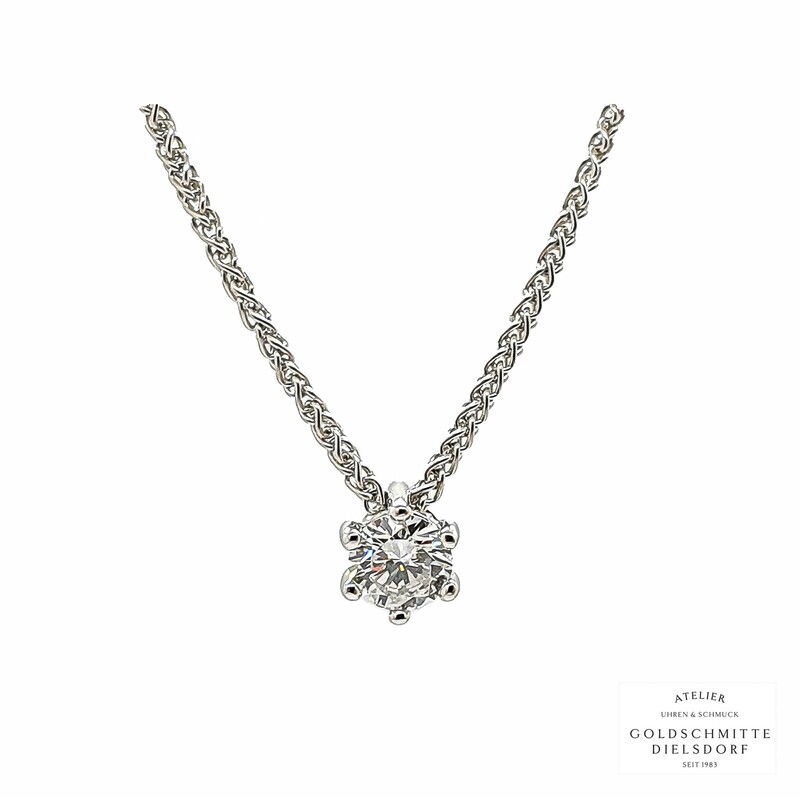 Collitär mit 1 Brillant Weissgold 750