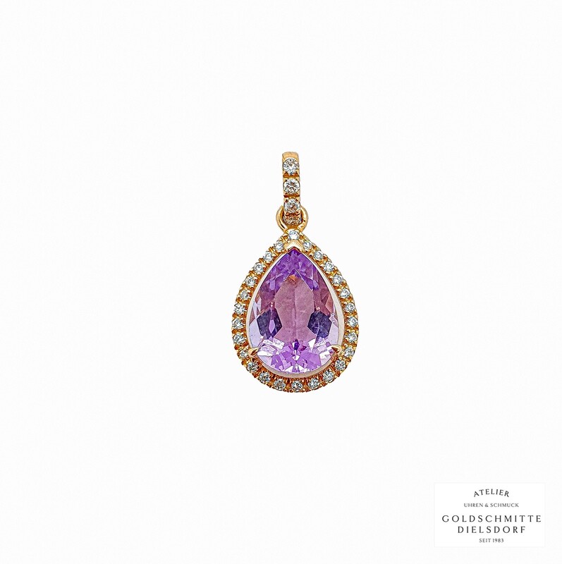 Amethyst Anhänger mit Brillant - Entourage Rotgold 750
