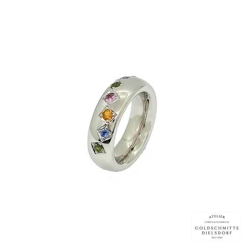 Damenring mit 11 Saphiren Weissgold 750