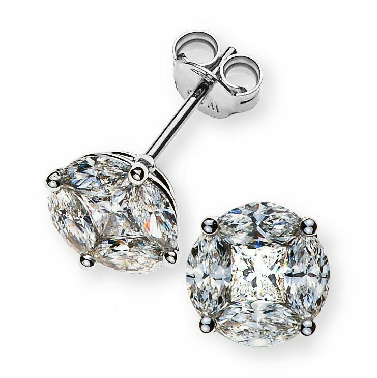 Solitär - Ohrstecker "Blender" mit 10 Diamanten Weissgold 750