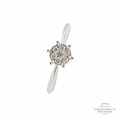 Solitär Ring mit 7 Brillanten Weissgold 750