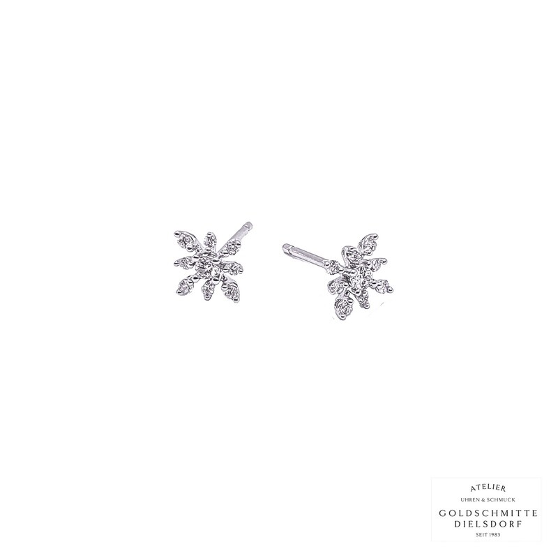 Ohrstecker "Schneeflocke" mit 18 Brillanten Weissgold 750