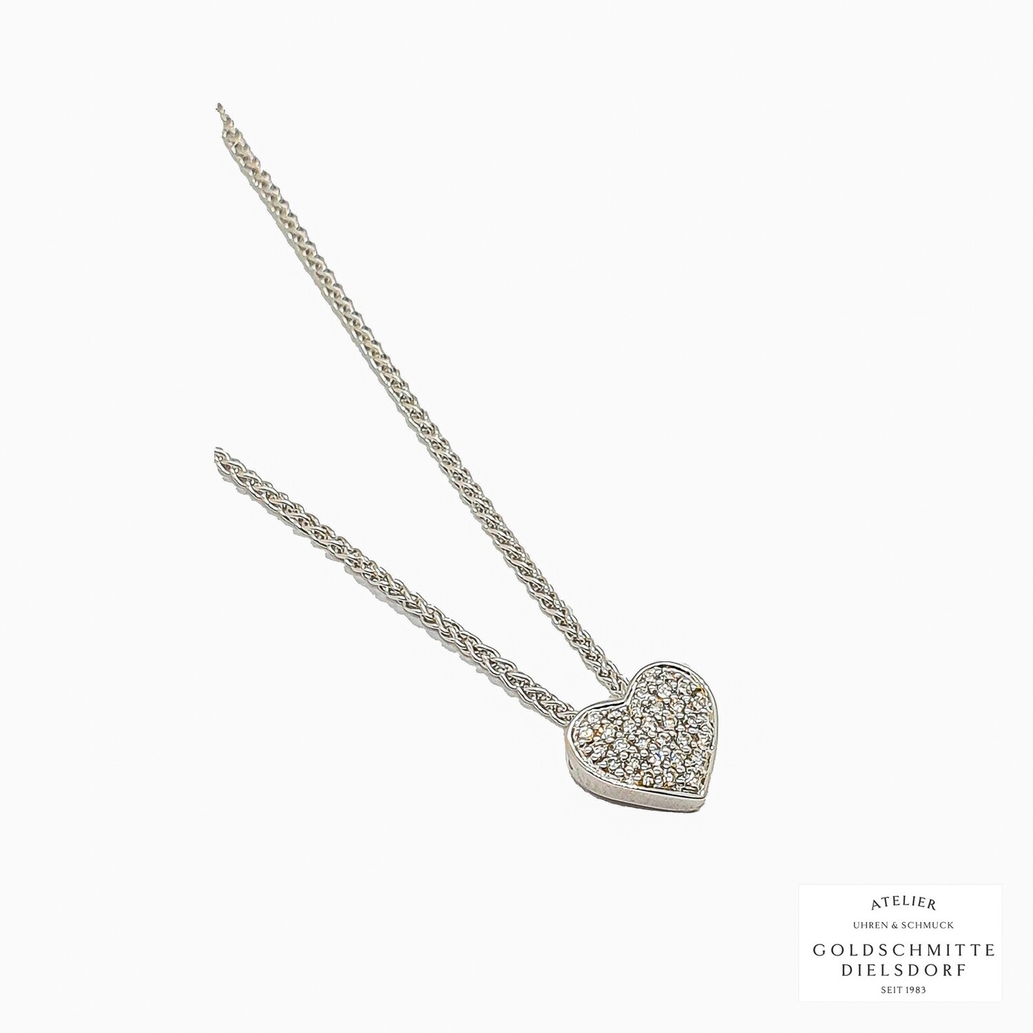Collitär BLENDER in Herzform mit 31 Brillanten Weissgold 750