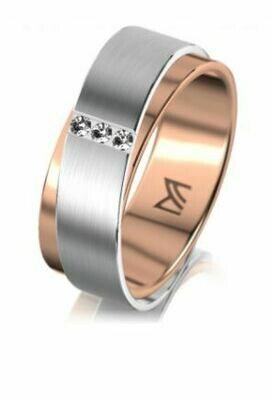 Trauring MEISTER SYMBOLICS Classics bicolor Rotgold / Weissgold 750
